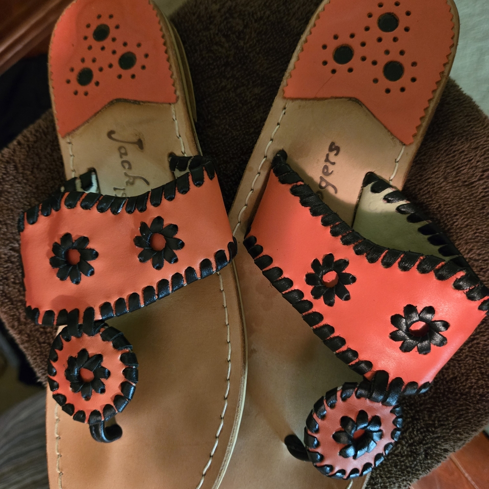Jack Rogers Women's Orange Sandals, Worn Twice
